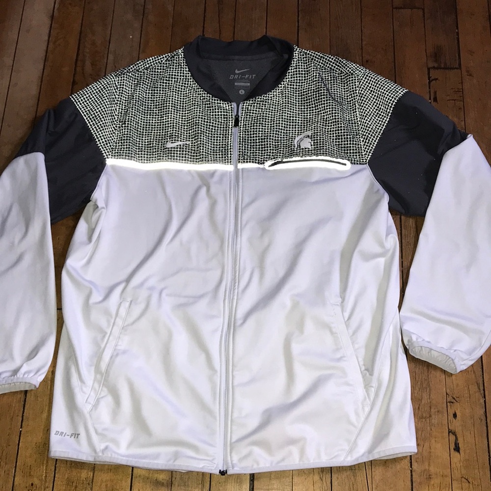 Michigan State Spartans Nike White and Black Dri-FIT Lightweight Zip Jacket